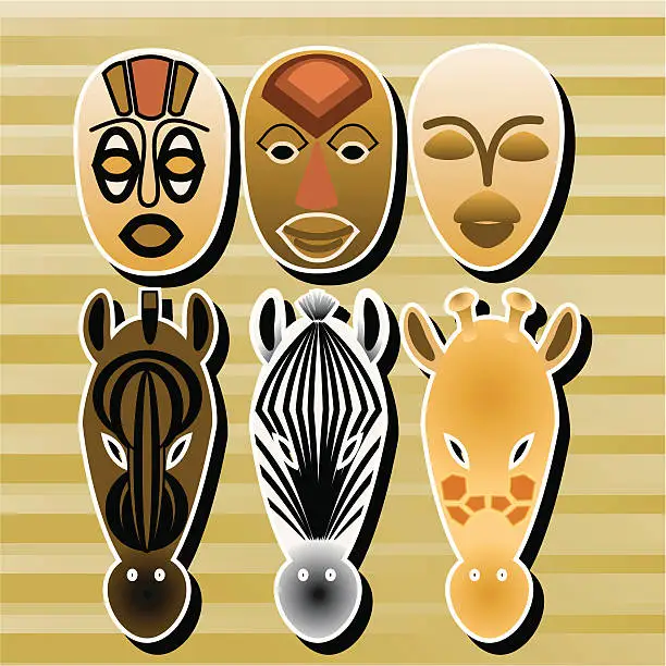 Vector illustration of African masks