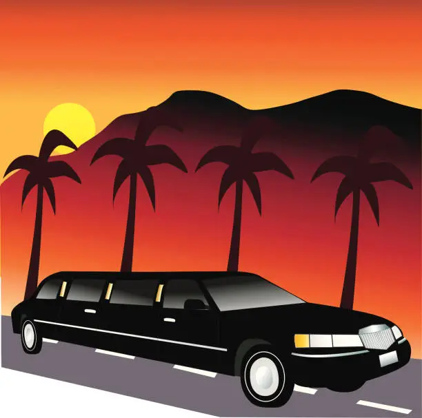 Vector illustration of Black Limousine