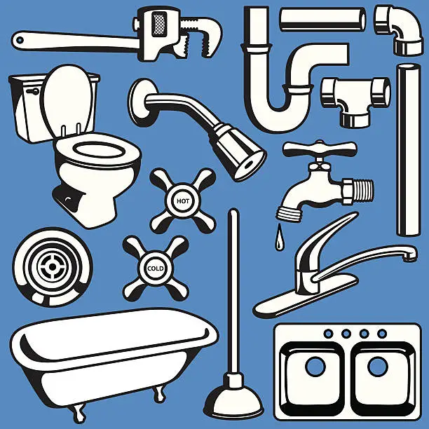 Vector illustration of Plumbing Objects