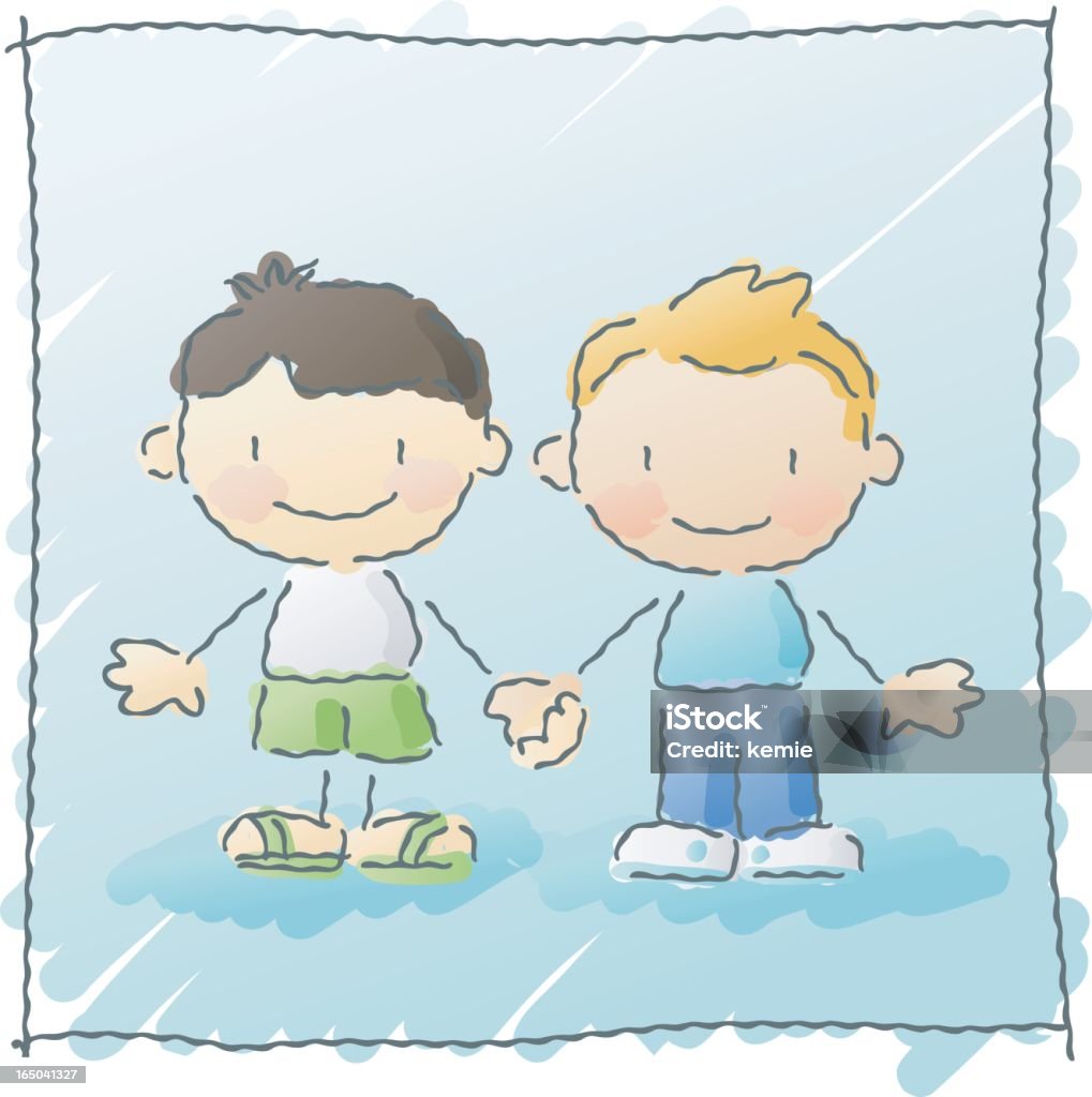 Scribbles Best Friends 2 Stock Illustration - Download Image Now - Cartoon,  Child, Holding Hands - iStock