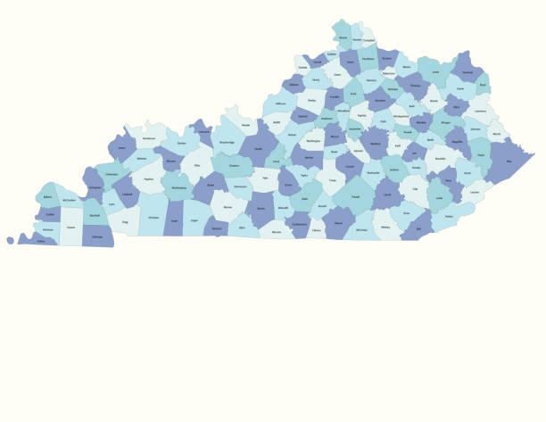 Kentucky state - county map Detailed state-county map of Kentucky. counties stock illustrations