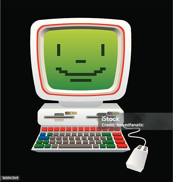 Retro Microcomputer Stock Vektor Art und mehr Bilder von Computer - Computer, Dem menschlichen Gesicht ähnliches Smiley-Symbol, Altertümlich