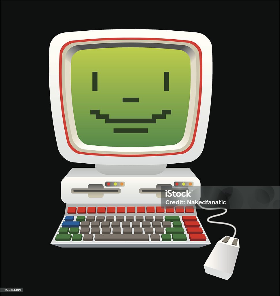 Small Computer Face Retro Micro Computer Stock Illustration - Download Image Now ...