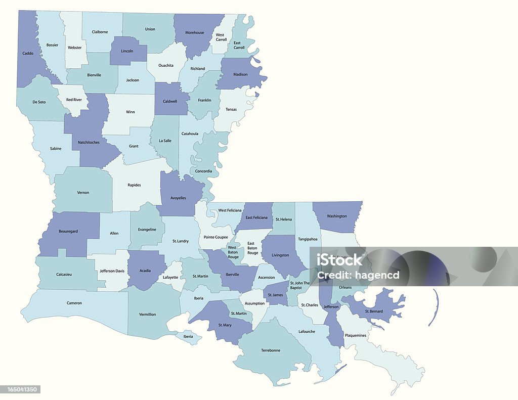 Графство карта штата Луизиана - Векторная графика Луизиана роялти-фри