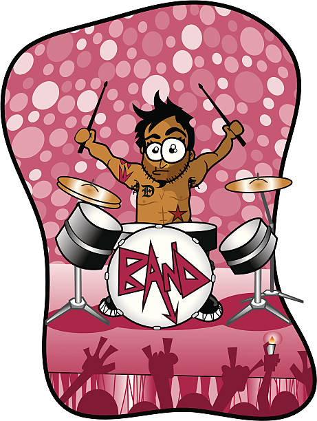 Rockers - Drummer vector art illustration