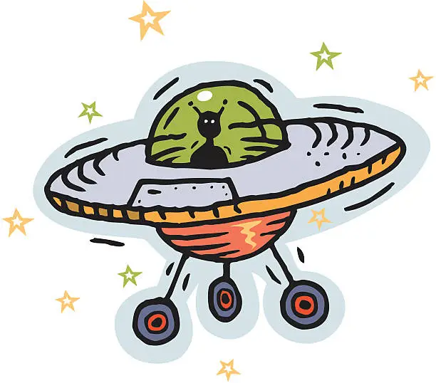 Vector illustration of Little flying saucer