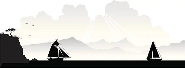 Vector illustration of Coastal scene