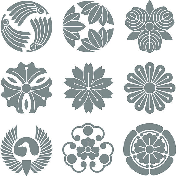 Japanese symbols vector art illustration