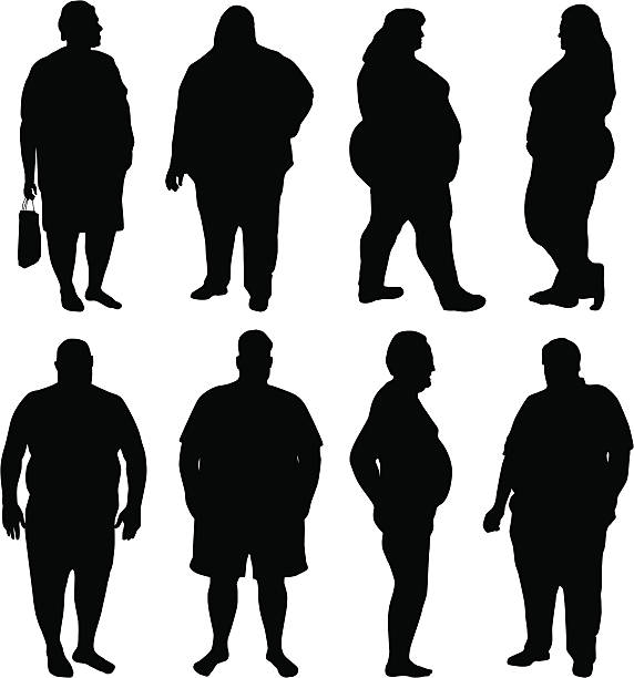 obesity epidemie - eating silhouette men people stock-grafiken, -clipart, -cartoons und -symbole