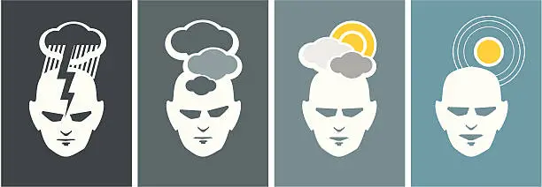Vector illustration of changing moods - weather report
