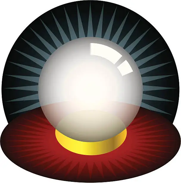 Vector illustration of Illustration of a crystal ball on a red and yellow mat
