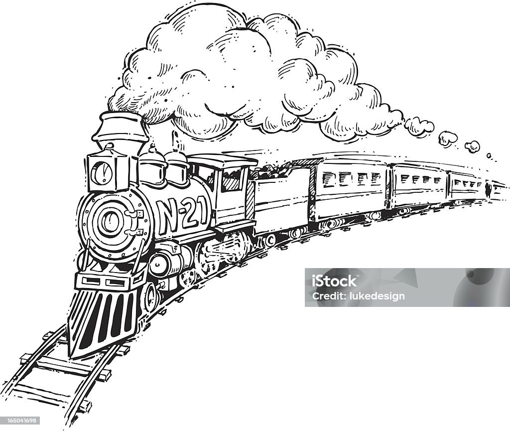 De trem - Vetor de Locomotiva a vapor royalty-free