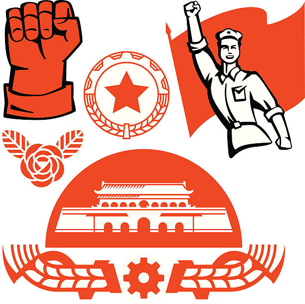 ilustraciones, imágenes clip art, dibujos animados e iconos de stock de hacer propaganda - comunismo