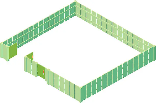 Vector illustration of Vector fence with gate.