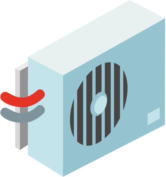 Vector air-conditioner. Element from complex illustration: "Isometric house". air pump stock illustrations