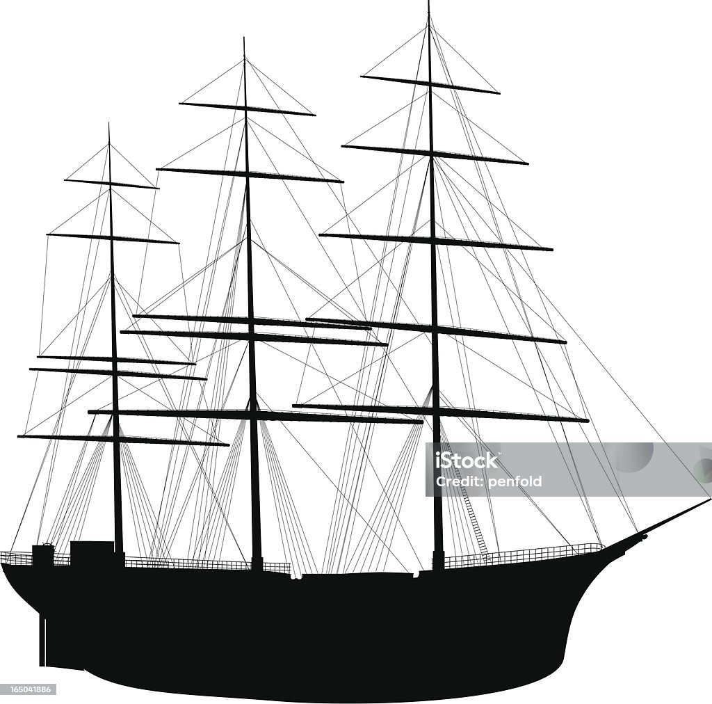 Statek sylwetka - Grafika wektorowa royalty-free (Ożaglowanie)