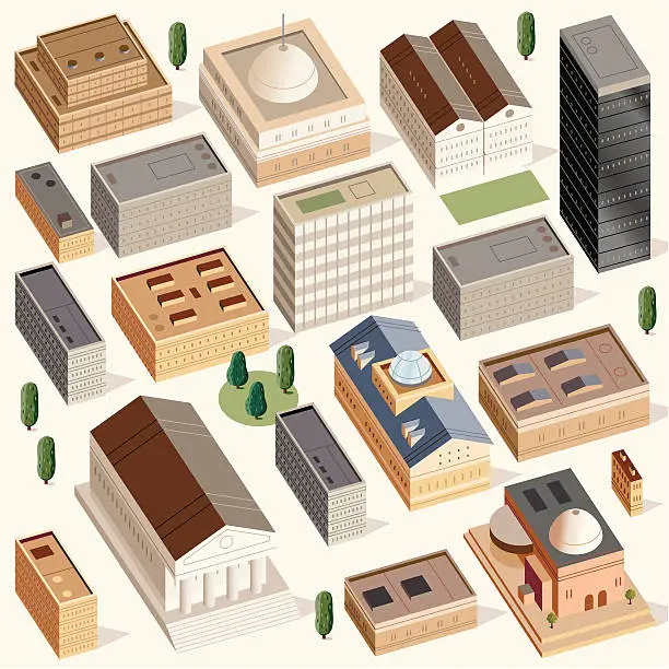 Vector illustration of Civic Buildings