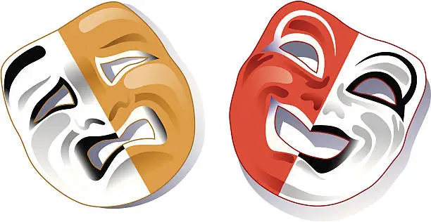 Vector illustration of Comedy/tragedy Greek masks