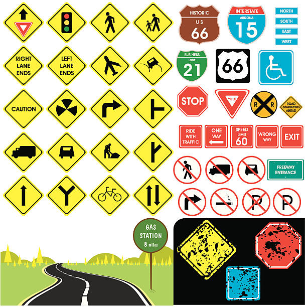 Traffic signs vector art illustration