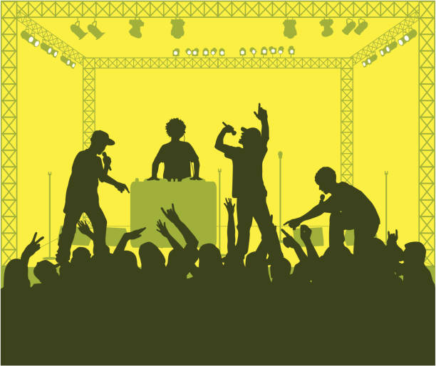 rap koncert (wektor - audience people unrecognizable person crowd stock illustrations