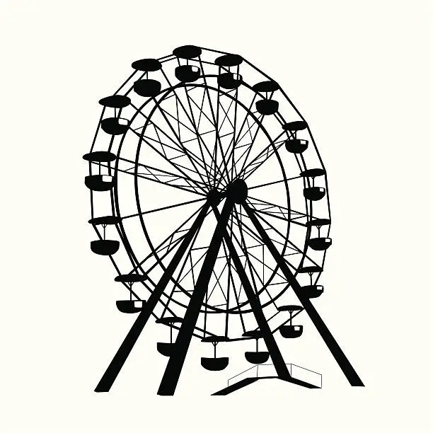 Vector illustration of Ferris Wheel Vector Silhouette