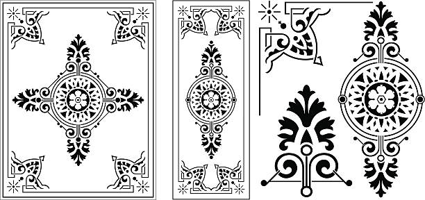 ilustraciones, imágenes clip art, dibujos animados e iconos de stock de estilo victoriano adornado de panel - ornamental pattern