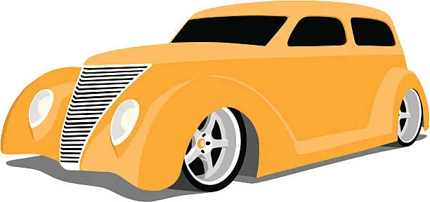 Vector illustration of Orange Custom Hot Rod