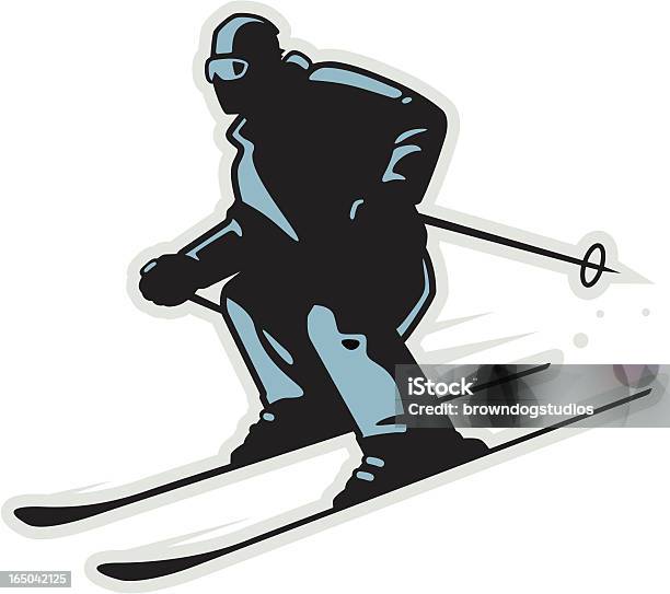 Downhill Esquiador - Arte vetorial de stock e mais imagens de Atividade Recreativa - Atividade Recreativa, Atleta, Conceito