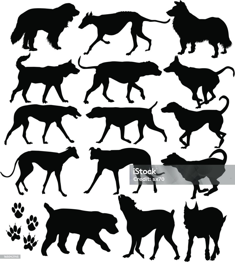 Dog Icons ( Vector ) Big dog breeds. Silhouette. Running stock vector