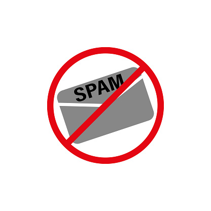 Spam mail icon. Electronic unsolicited messages icon. Junk email symbol. Vector illustration. EPS 10. Stock image.