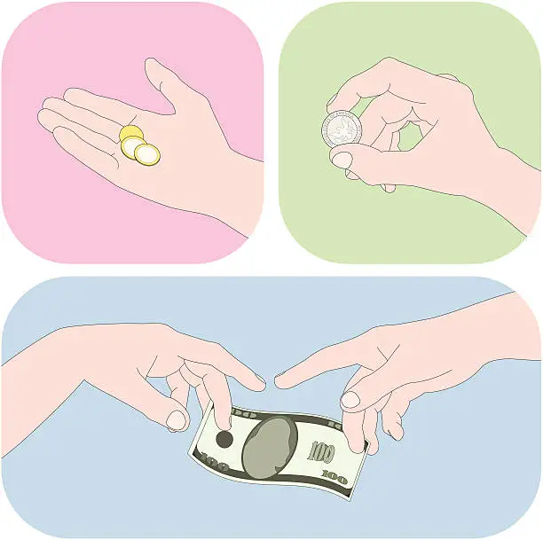 Vector illustration of Hands and money