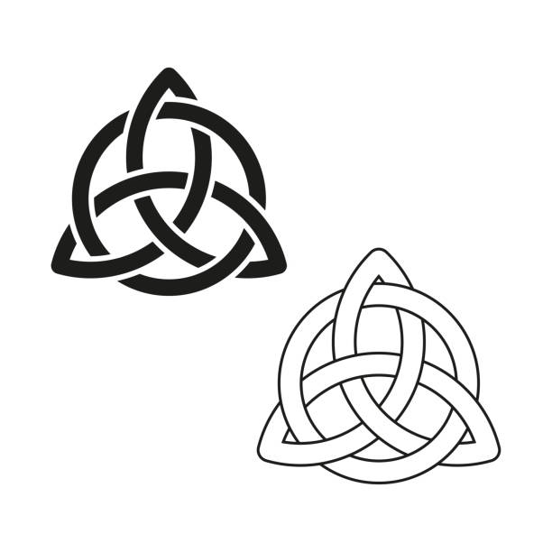 켈트 삼위일체 매듭 기호. 벡터 그림입니다. 주당순이익 10. - celtic culture tied knot knotwork celtic knot stock illustrations