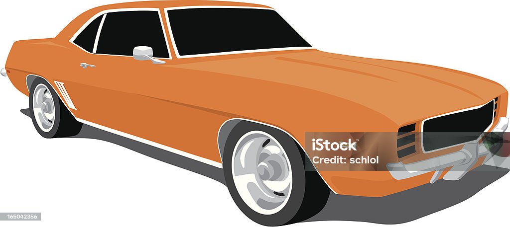 Pomarańczowy Camaro 1969 - Grafika wektorowa royalty-free (Samochód)