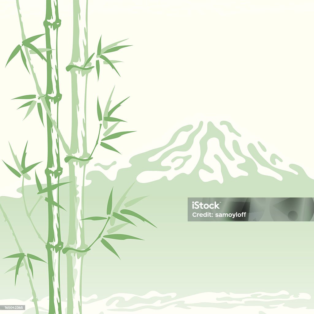 Bambou à l'ombre du mont Fuji (vecteur - clipart vectoriel de Fuji Yama libre de droits