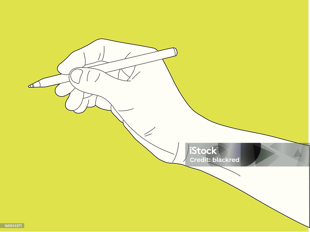 Sketching Outline illustration of a hand writing with a pen. Pen stock vector