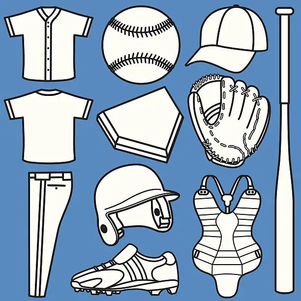 Vector illustration of Baseball Equipment