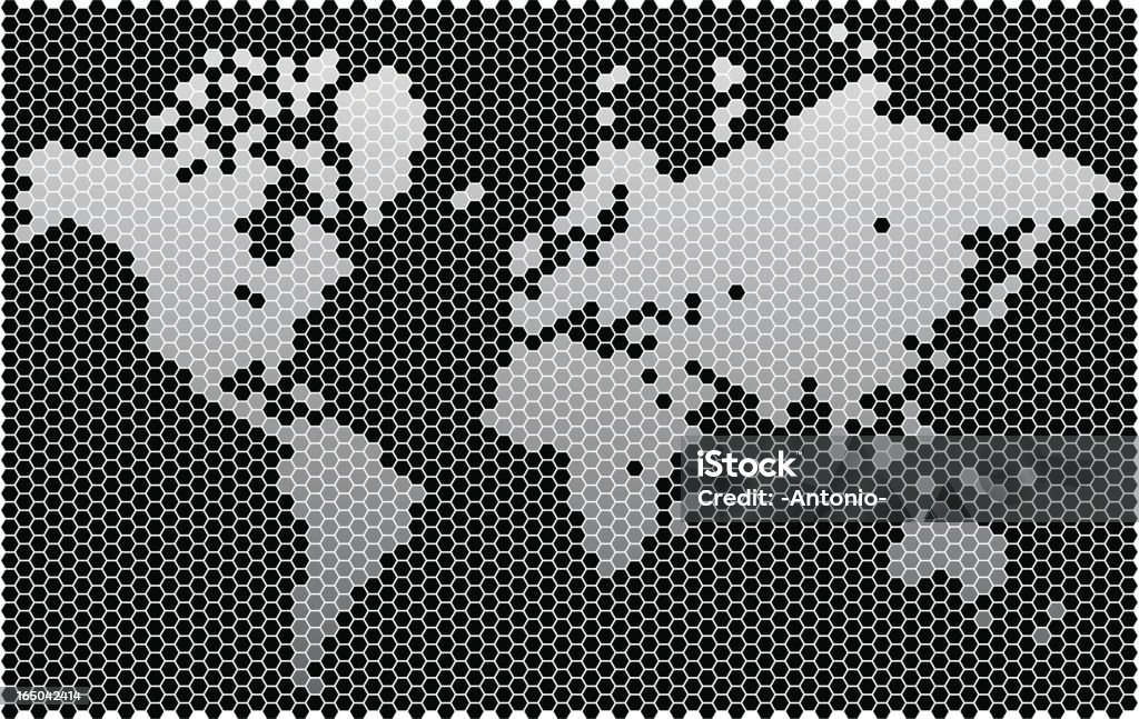 육각형 worldmap (3300 세포 - 로열티 프리 세계지도 벡터 아트