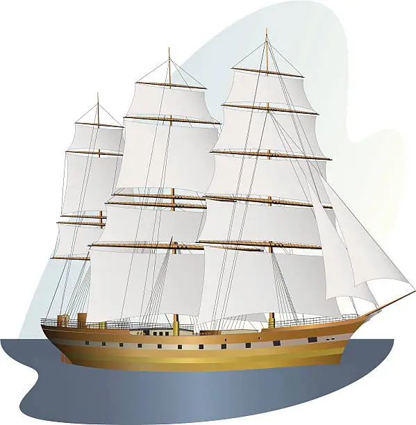 Vector illustration of sailing ship