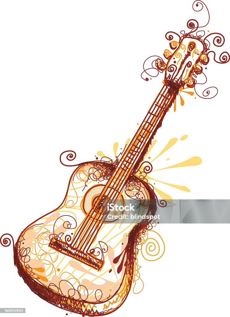 Curly chitarra - arte vettoriale royalty-free di Blues