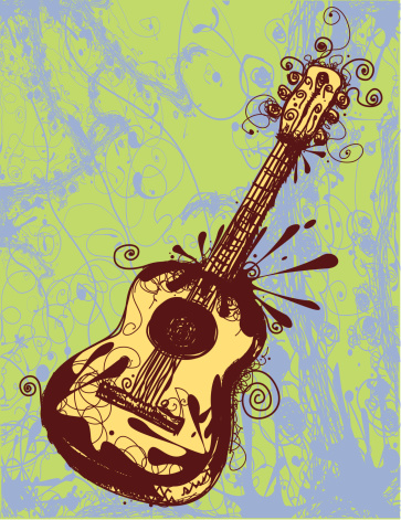 A stylized illustration of an acustic guitar. (includes jpg)