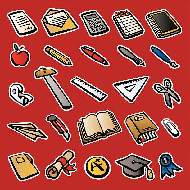 Vector illustration of School Office Icons (color)