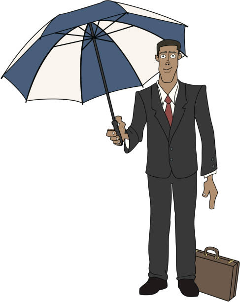 Businessman with Umbrella vector art illustration