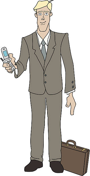 Businessman with Cellphone vector art illustration