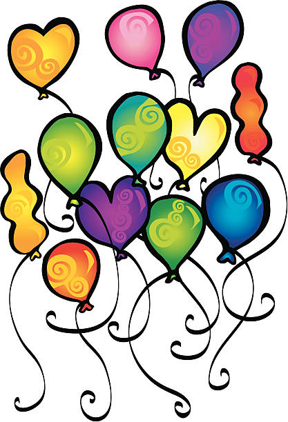 Spiral Balloons vector art illustration