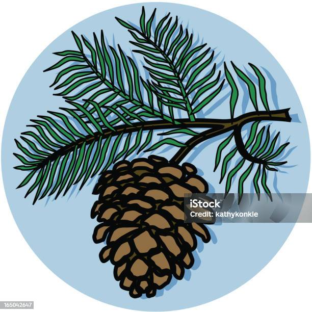 Ramo Com Pinecone Ícone - Arte vetorial de stock e mais imagens de Pinha - Pinha, Símbolo de ícone, Vetor