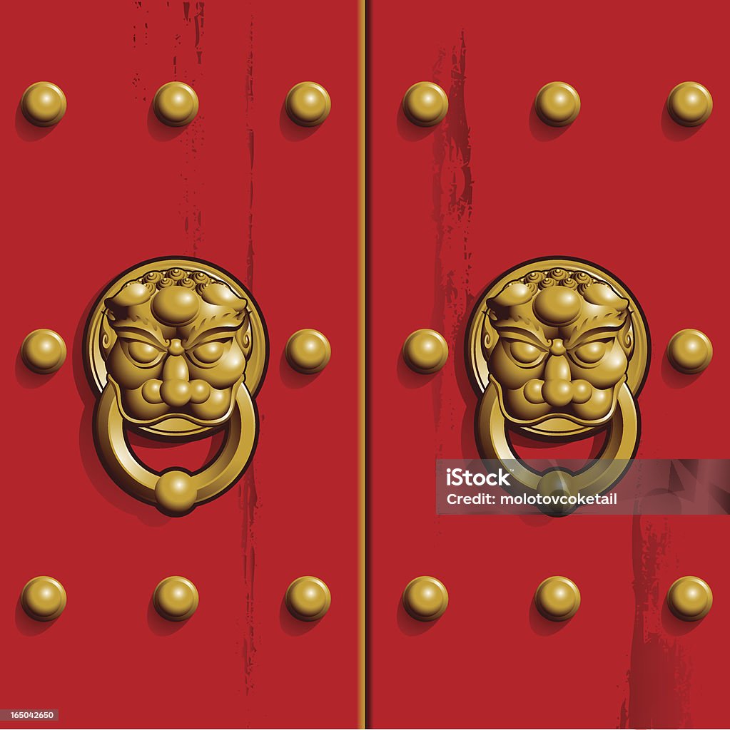 中国風ドア - ドアの取っ手のロイヤリティフリーベクトルアート