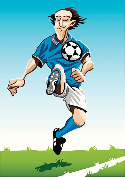 Vector illustration of Cartoon Soccer Player Blue