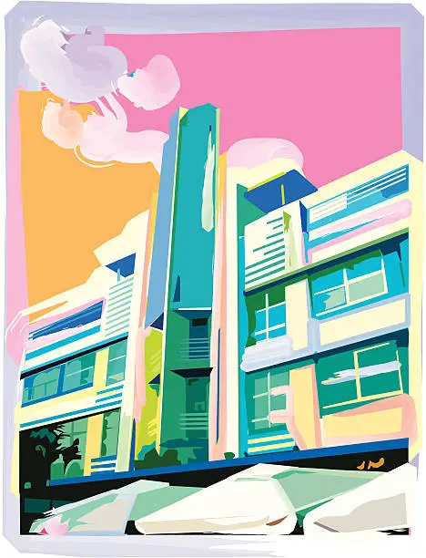 Vector illustration of Ocean Drive Hotel