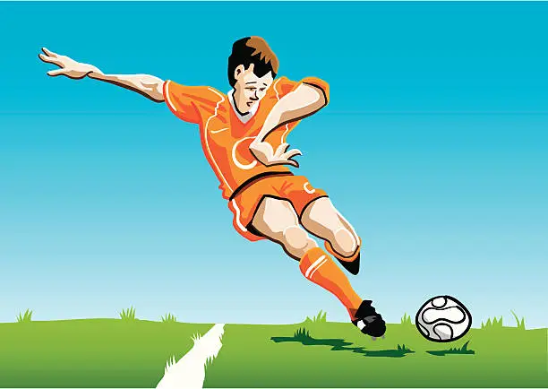 Vector illustration of Cartoon Soccer Player Orange