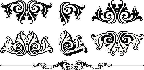 Vector illustration of Ornate Scrolls and Rule